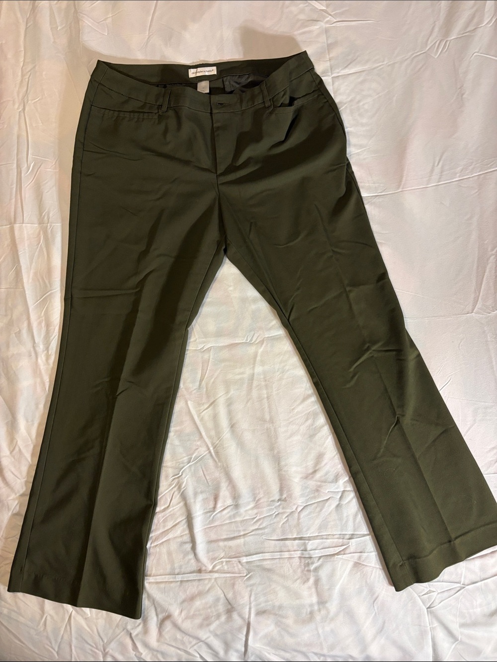 Christopher & Banks Olive Green Straight-Leg Dress Pants